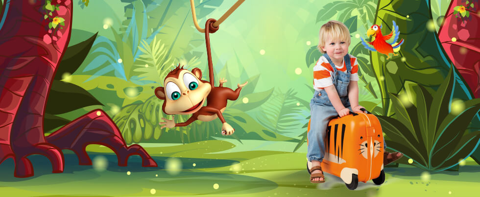 Esta colección de maletas para niños es divertida y práctica: viajar se convierte en tiempo de juego ya que los niños pueden usar las maletas como un juguete correpasillo.