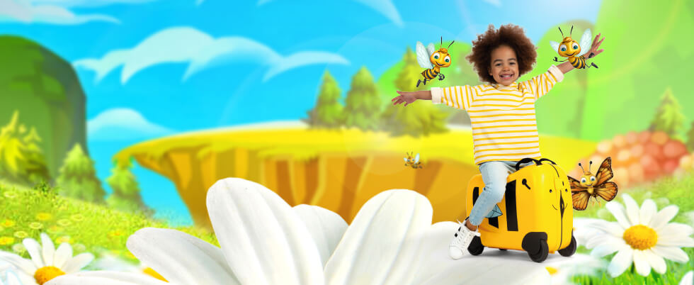 Esta colección de maletas para niños es divertida y práctica: viajar se convierte en tiempo de juego ya que los niños pueden usar las maletas como un juguete correpasillo.