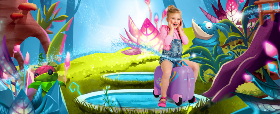 Esta colección de maletas para niños es divertida y práctica: viajar se convierte en tiempo de juego ya que los niños pueden usar las maletas como un juguete correpasillo.