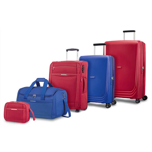 The Red and Royal Blue match perfectly with the same colours of our hardside Optic collection.
